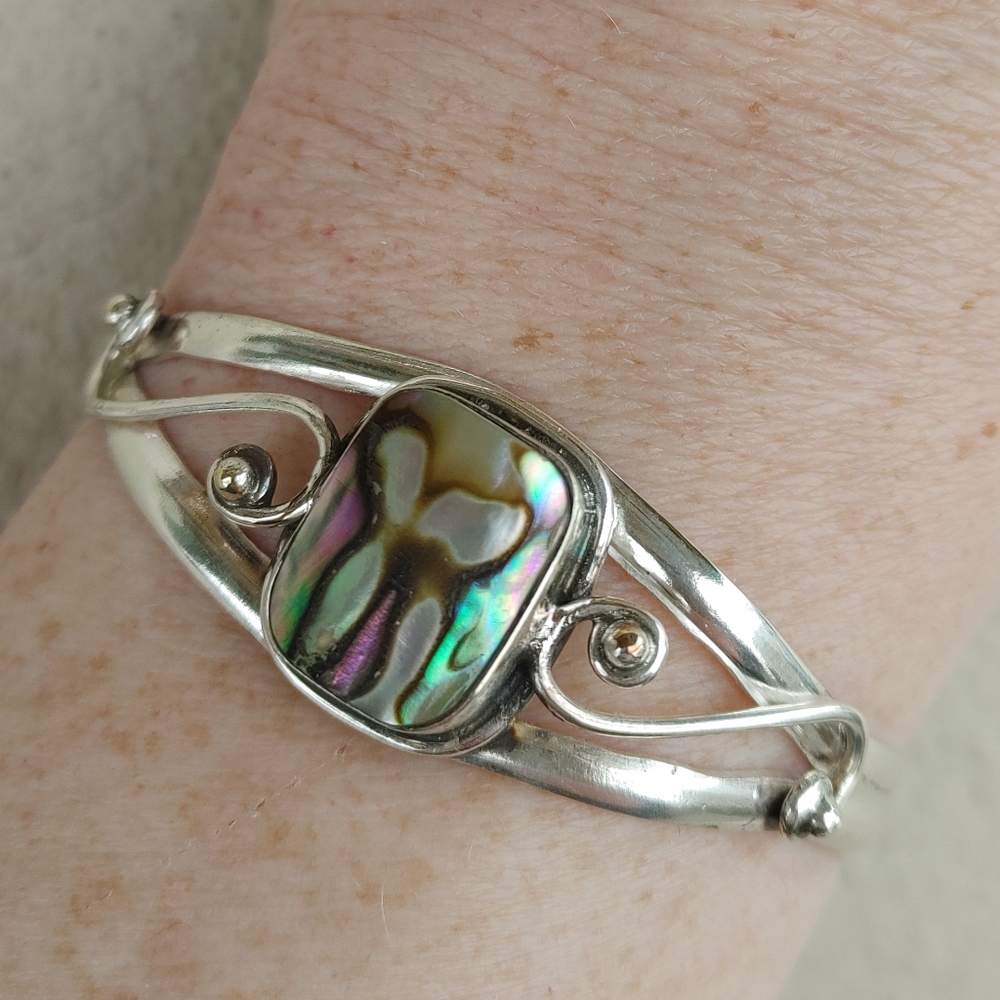 Abalone Shell In 925 Solid Sterling Silver Cuff B… - image 8